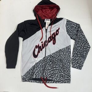 Sneak Gallery Laced Up Chicago Bulls Cement Full Zip Hoodie Mens Large New W Tag
